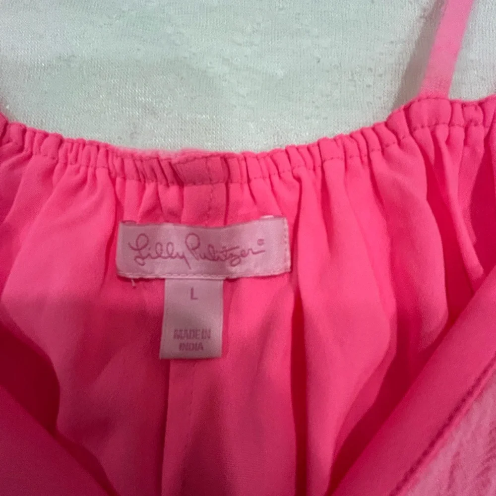 Lilly Pulitzer NWOT Off-the-Shoulder Ruffle Top Size Large Hot Pink - Picture 4 of 5